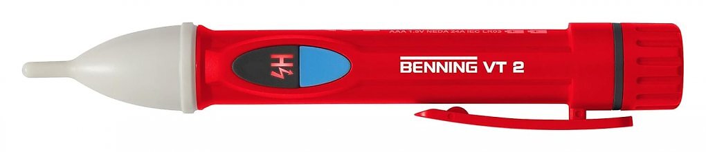 Der Benning Phasenprüfer VT 2 ermöglicht eine berühungslose "Spannungsmessung" und Fehlersuche. Neben Wiha- und Hazet-Schraubendreher ist er bei Amazon im Angebot