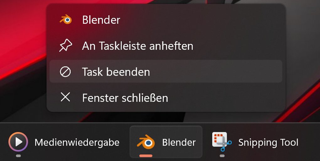 Die Funktion 'Task beenden' erspart den Umweg über den Task-Manager.