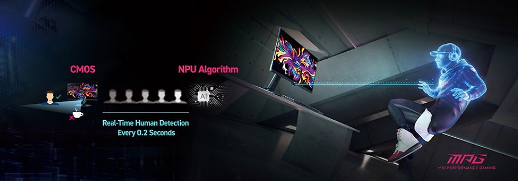 Der MPG 271QR QD-OLED X50 von MSI besitzt einen 'AI Care Sensor'.