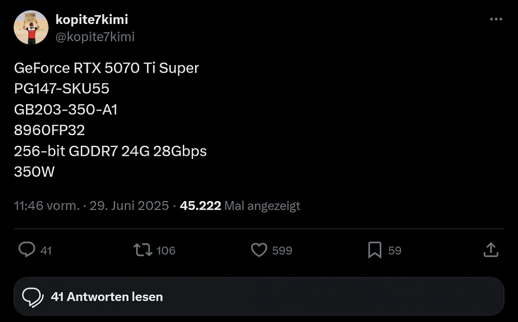 Geforce RTX 5070 Ti Super