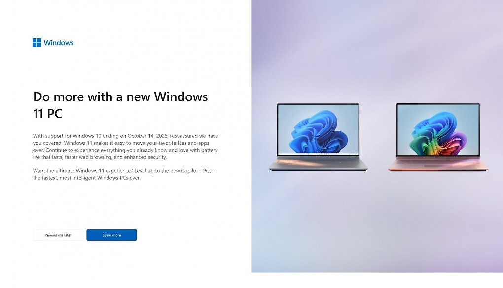 Microsoft nervt Nutzer von Windows 10 zunehmend mit Vollbild-Werbebannern für Windows 11 und Copilot+.