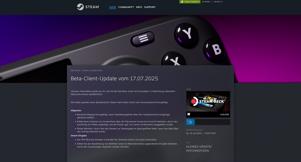 Steam Deck Beta Client