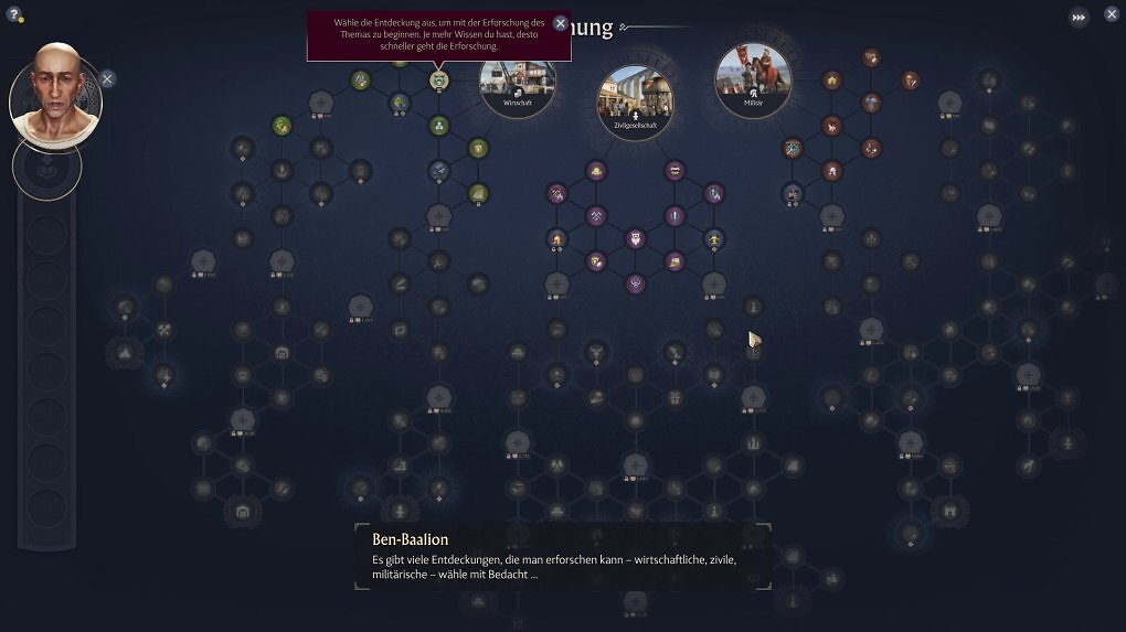 Der Discovery Tree in <i>Anno 117</i> umfasst rund 115 Technologien und prägt mit Wirtschaft, Zivilwesen und Militär den gesamten Spielverlauf.
