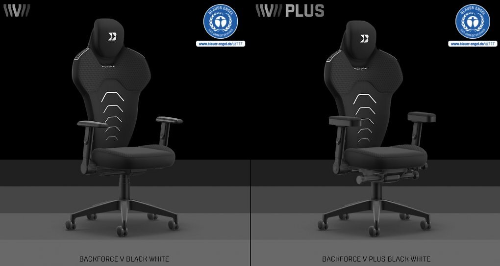 Links der Backforce V, rechts der Backforce V Plus.