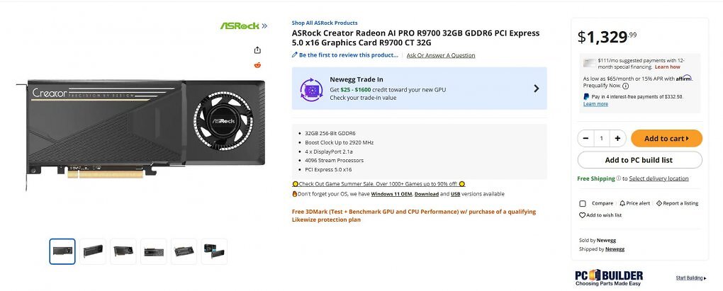 Asrock Radeon AI Pro R9700