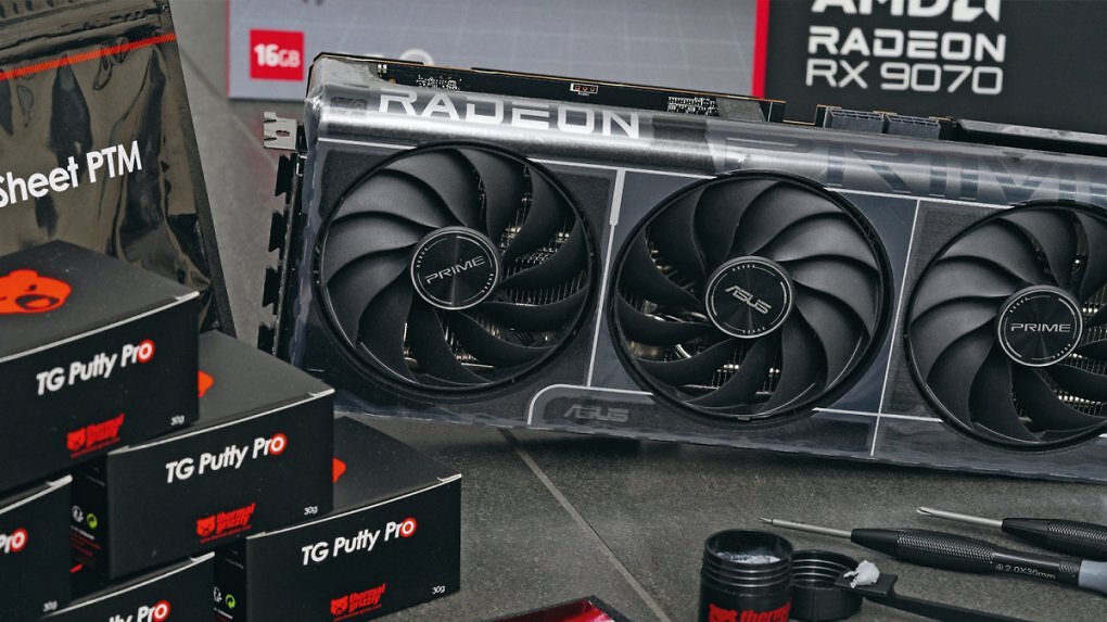 [PLUS] Kühlungstuning für Asus Radeon RX 9070 & Co. mit Phasenwechselmaterial und Thermal Putty