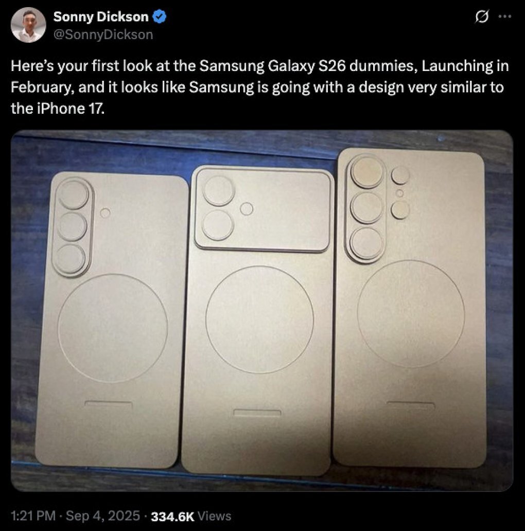 So sollen die Rückseiten der kommenden Samsung-Galaxy-S26-Reihe aussehen.