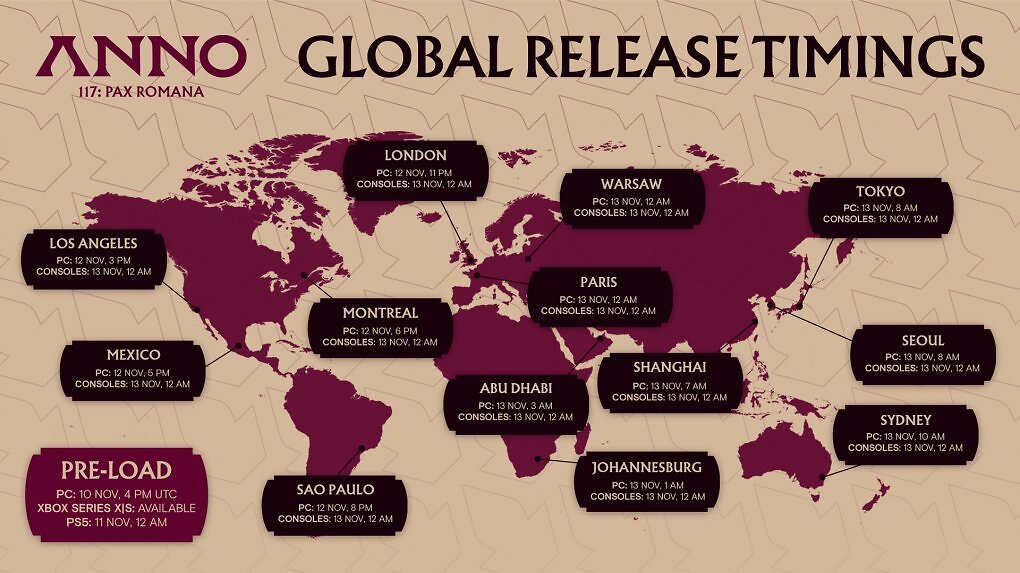 Ubisoft verrät, wann der Preload und Launch von Anno 117: Pax Romana starten. Alle Zeiten und Livestream-Infos im Überblick. (1)
