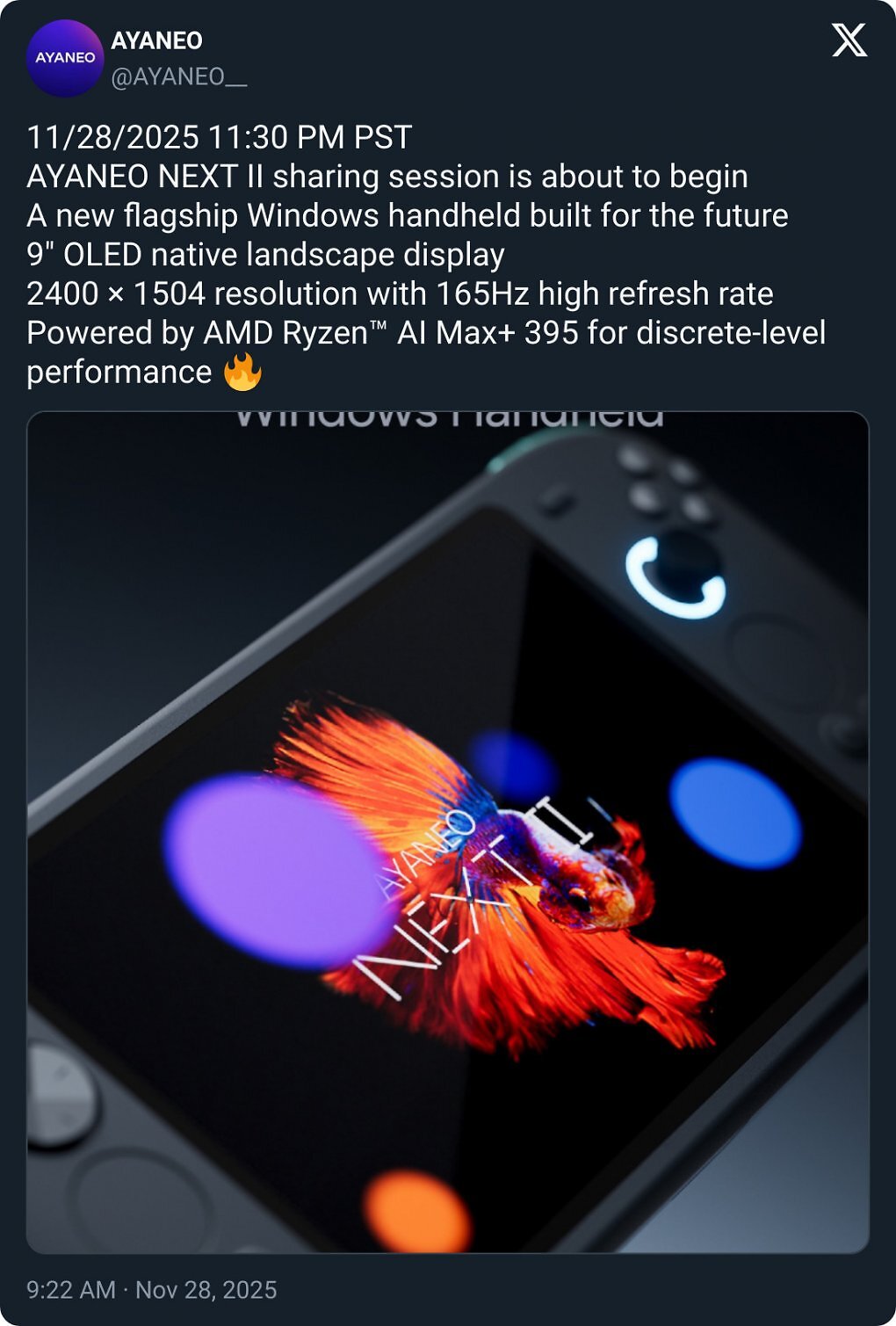 Morgen soll es von Ayaneo neue Details zum Next 2 geben. Schon heute hat das Unternehmen weitere Details zum Display verraten.