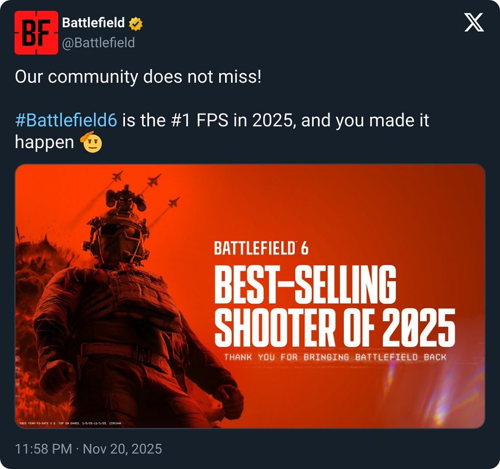 Laut EA ist Battlefield schon jetzt der meistverkaufte Shooter des ganzen Jahres - obwohl dieses noch gar nicht vorbei ist.