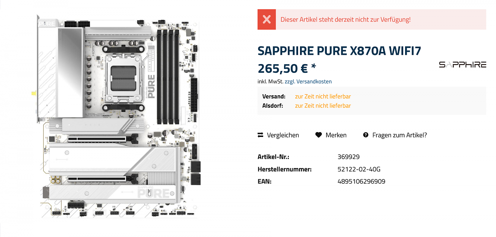 Sapphire X870A Pure WIFI7