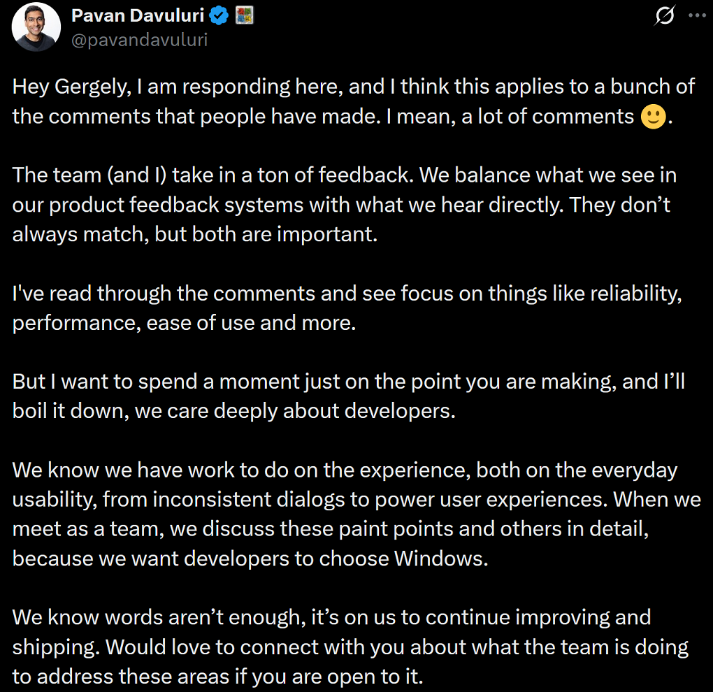 Windows-Chef Davuluri will den Zustand von Windows 11 nicht aus dem Blick verlieren - doch das reicht vielen Nutzern nicht.