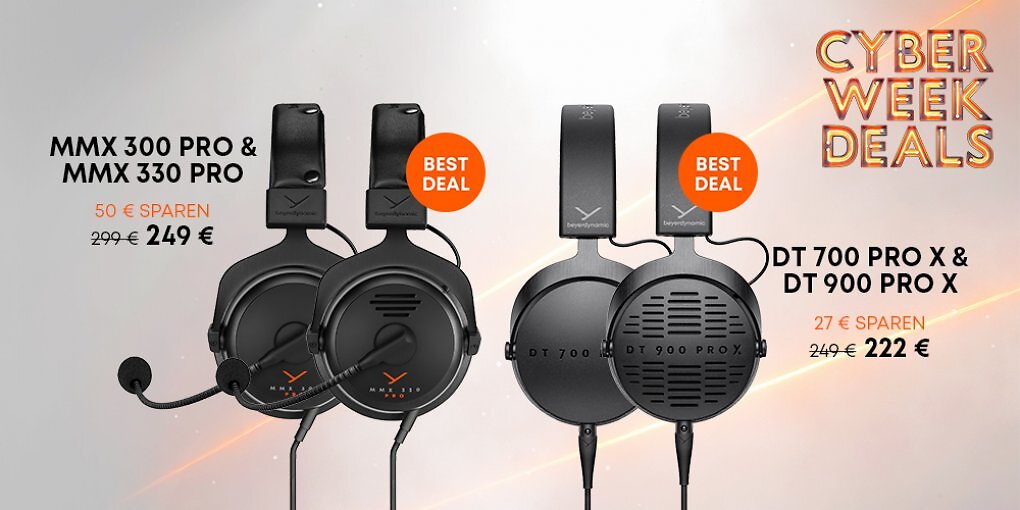 Schnappt euch die Cyber Week Schnäppchen bei beyerdynamic! Jetzt bis zu 60% sparen!