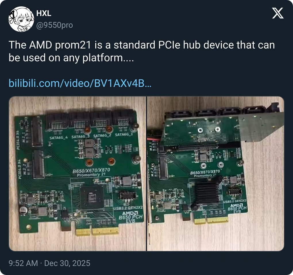 AMDs Promontory 21 kann als eigenständiges PCIe-Gerät verwendet werden.