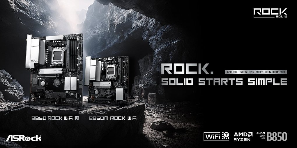 Die beiden AMD-Mainboards B850M Rock Wifi und B850 Rock Wifi 7.