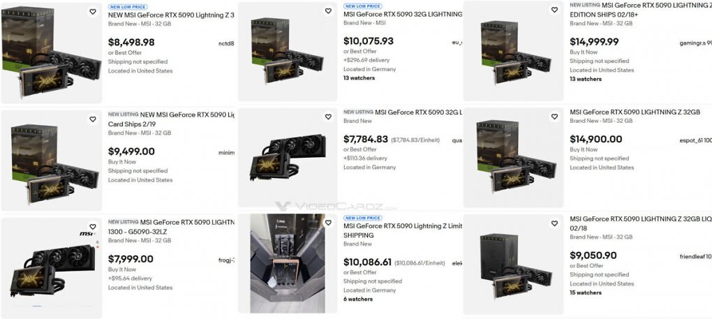 Die Verkaufspreise auf dem Zweitmarkt für die RTX 5090 Lightning.