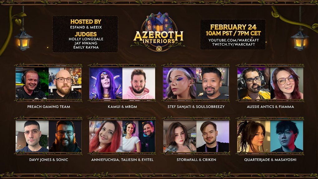 Diese 8 Teams machen beim Azeroth-Interiors-Wettbewerb mit.