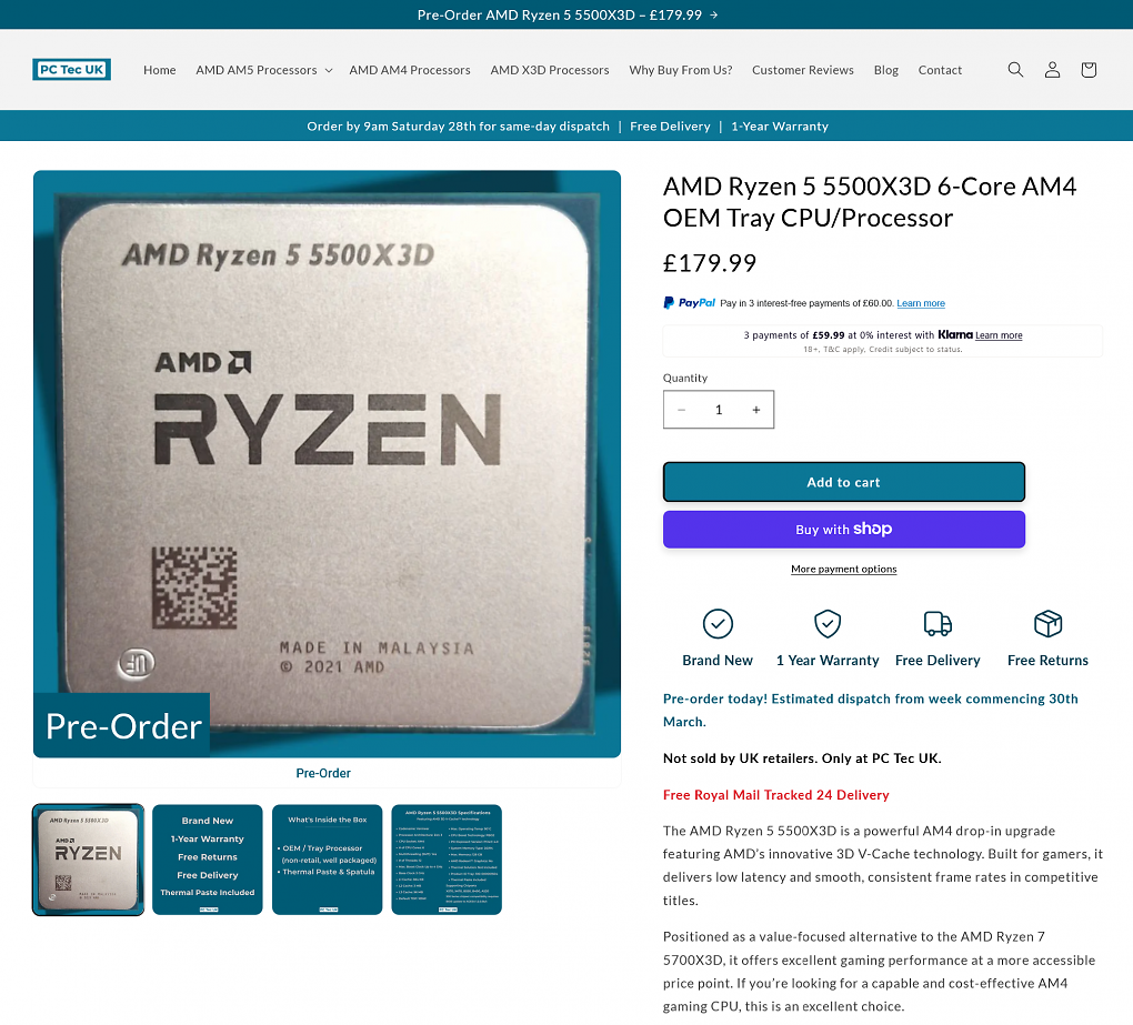AMD Ryzen 5 5500X3D