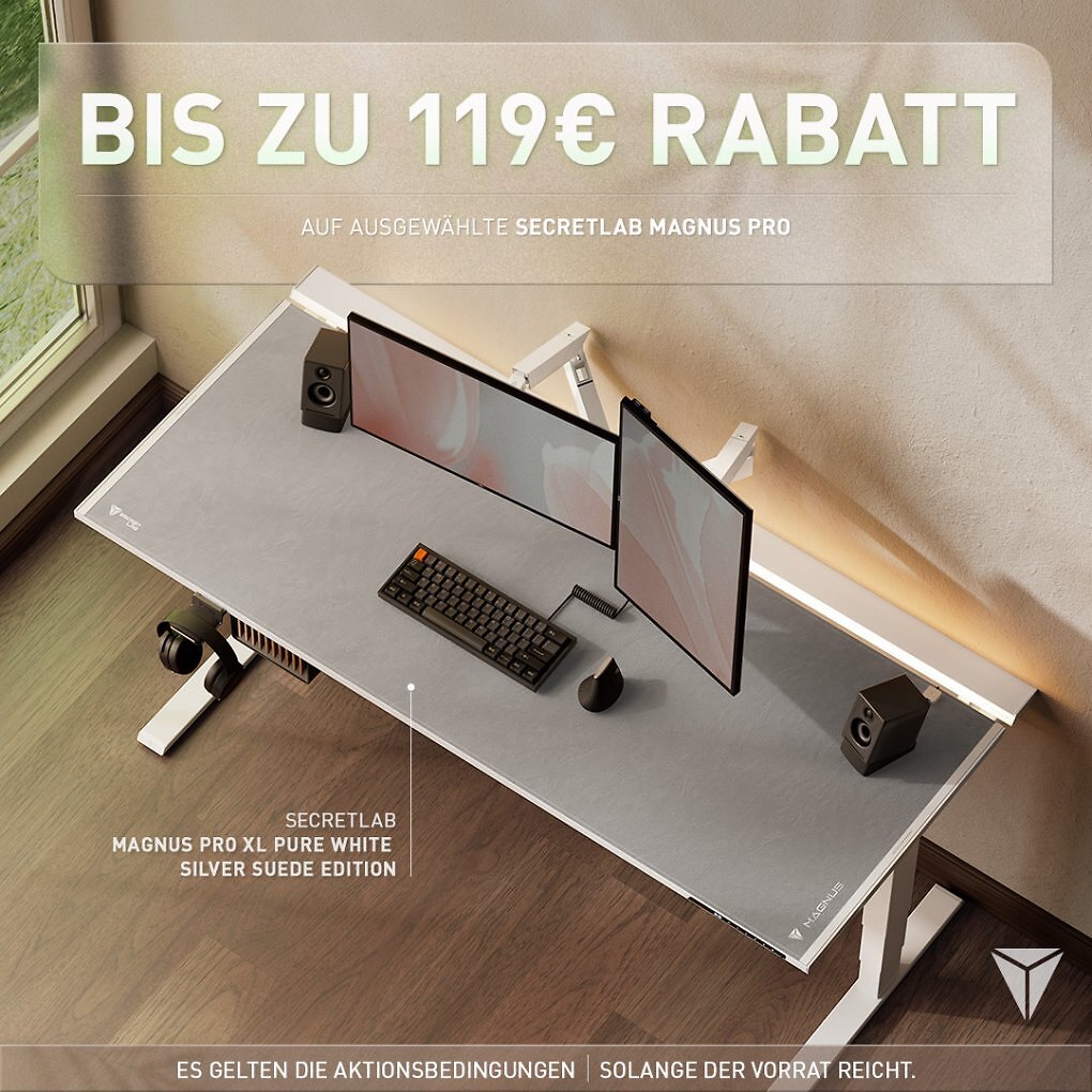 Auf die Gaming-Schreibtische Magnus/Magnus Pro gibt es bis zu 119 Euro Rabatt.