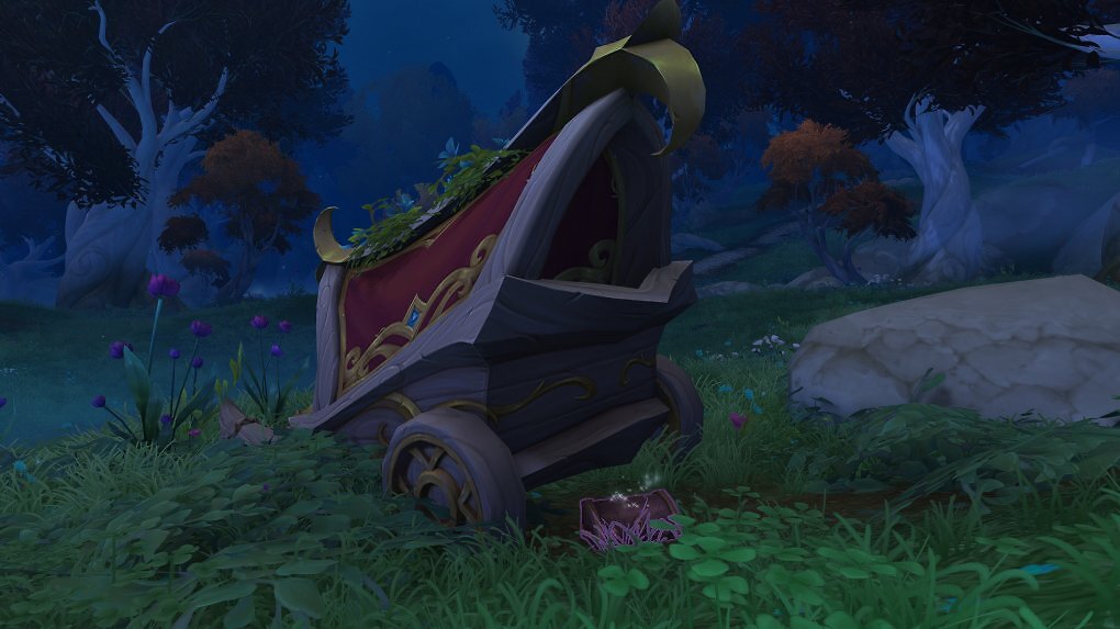 Dieser verlassene Wagen ist schon von weitem erkennbar - hier findet ihr <a href='www.wowhead.com/de/object=613252/dreifach-verriegelte-truhe'><strong>Dreifach verriegelte Truhe</strong></a>