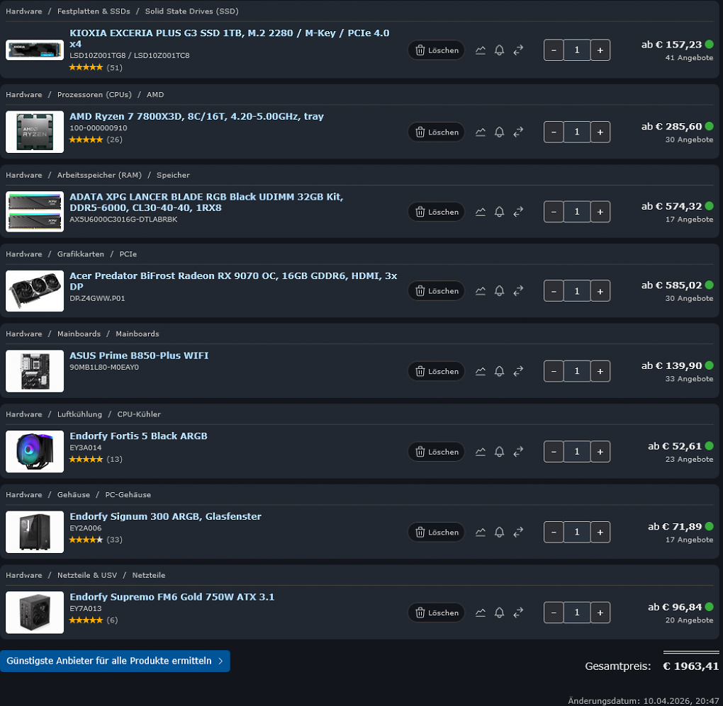 Der PCGH-Oster-Aktions-PC RX9070-Edition im Preisvergleich