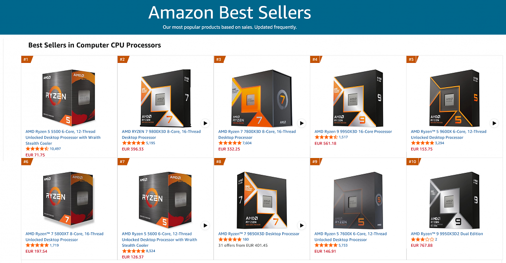 Top 10 auf Amazon
