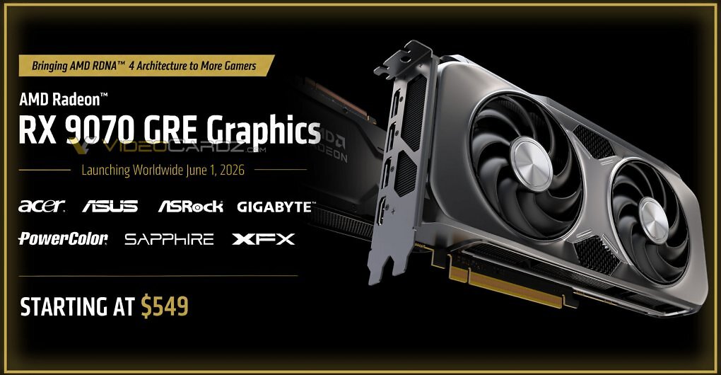 <strong>AMD Radeon RX 9070 GRE: </strong>Die RDNA-4-Grafikkarte erscheint am 1. Juni für 549 US-Dollar.