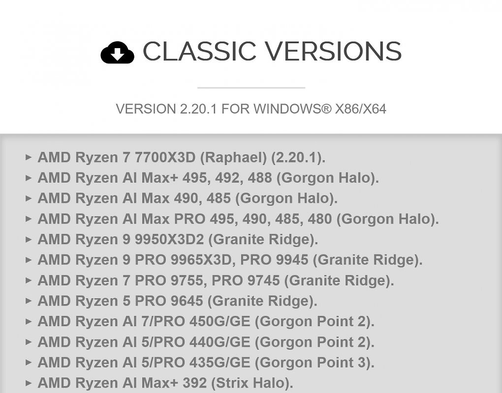 Die Release Notes von CPU-Z 2.20.1 mit dem AMD Ryzen 7 7700X3D.