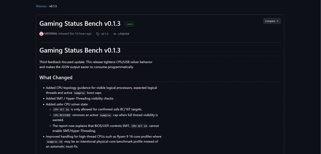 Gaming Status Bench v013