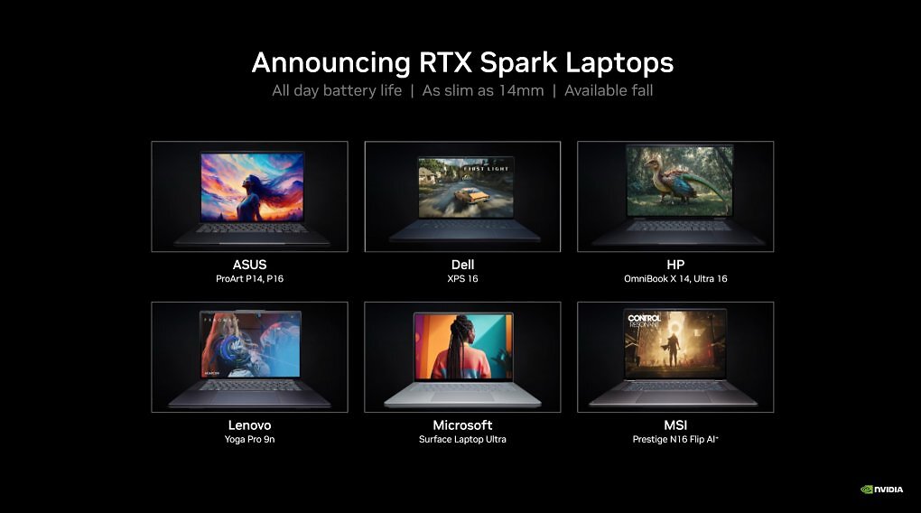 Die ersten Notebooks mit Nvidia RTX Spark Superchip sollen im Herbst dieses Jahres starten.