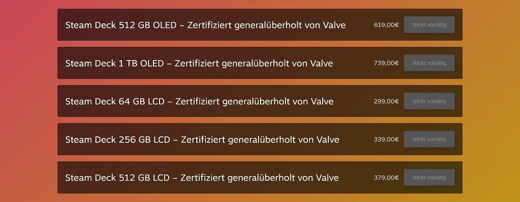 Das Refurbished-Programm für das Steam Deck und Steam Deck OLED.