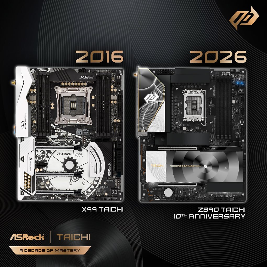 Auch das Asrock Z890 Taichi 10th Anniversary feiert auf der Computex 2026 seine Premiere.