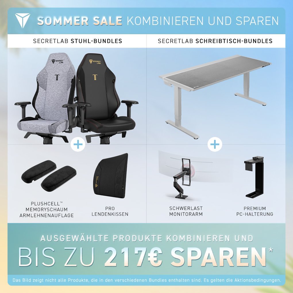 Bis zu 227 Euro kann man laut Secretlab sparen, wenn man ausgewählte Produkte als Bundle kombiniert.