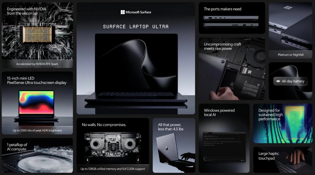 Microsoft Surface Laptop Ultra mit Nvidia RTX Spark Superchip.