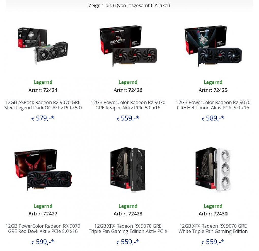 Radeon RX 9070 GRE: Bisher keine Verkaufszahlen bei Mindfactory