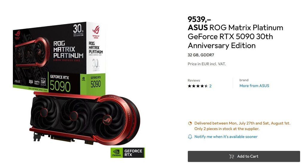 Asus ROG Matrix Geforce RTX 5090 30th Anniverary Edition