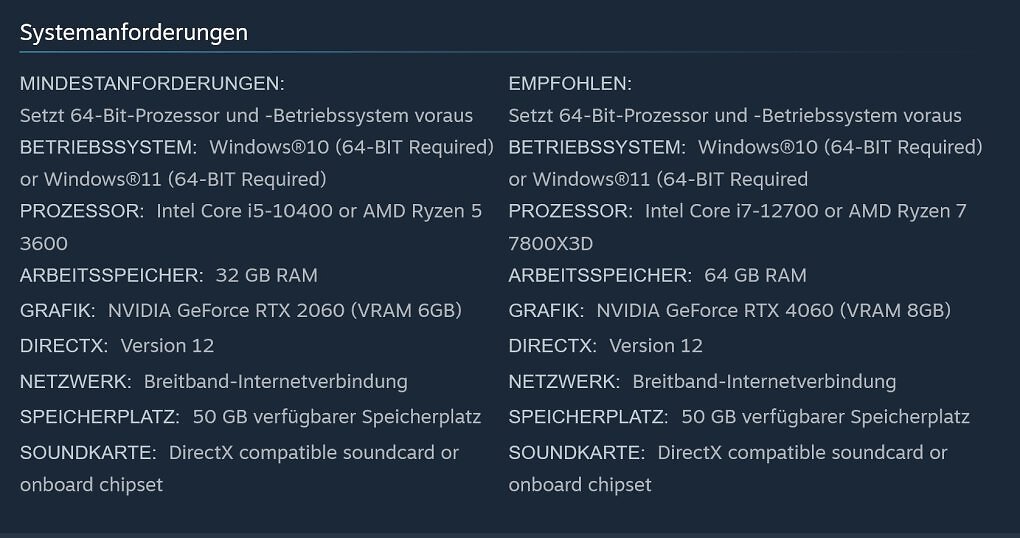 Systemanforderungen von Cinder City