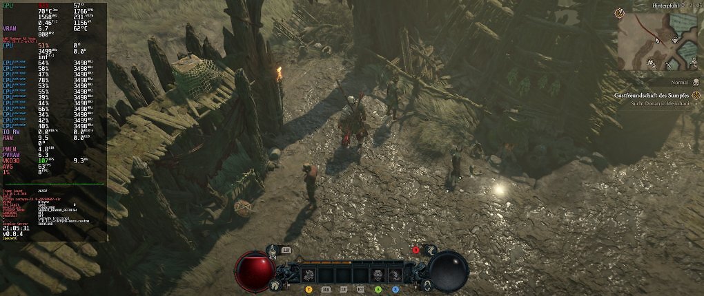Diablo 4 ist mit durchschnittlich 47 bis 63 Bildern pro Sekunde sehr gut spielbar.