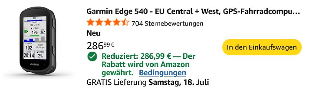 Rabatt Amazon Bestpreis Garmin Fahrradcomputer