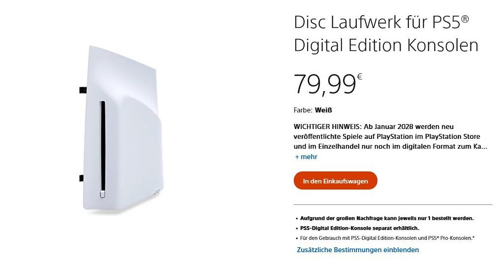 Nachgefragt und rationiert - Das Disc-Laufwerk für die Playstation 5 .