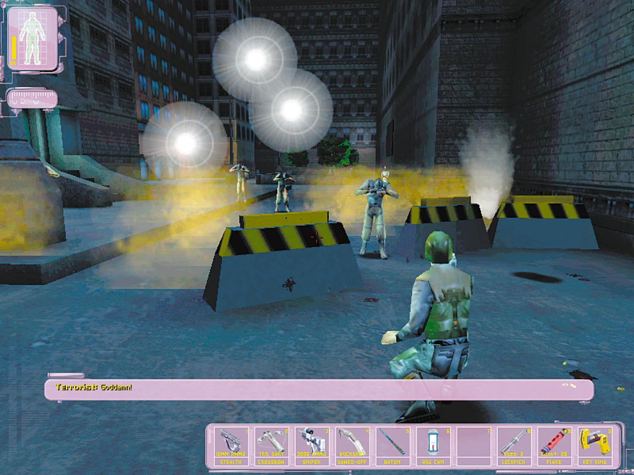 [26/11/2001] Deus Ex (2000): Auch hier freuen sich Voodoo-Besitzer über eine weitgehend fehlerfreie Glide-Version - Unreal-Engine sei dank.