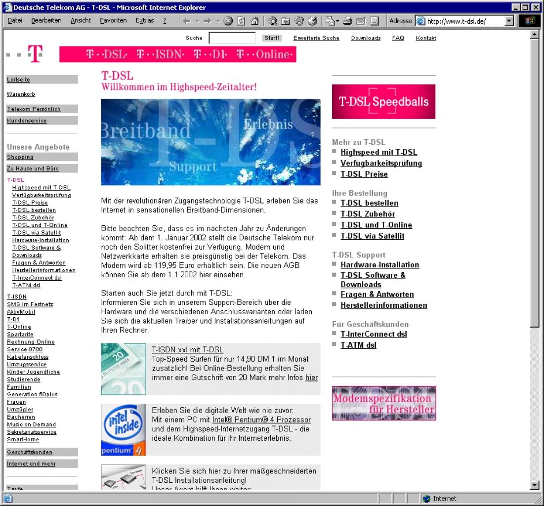 [17/12/2001] Zur Website von T-DSL