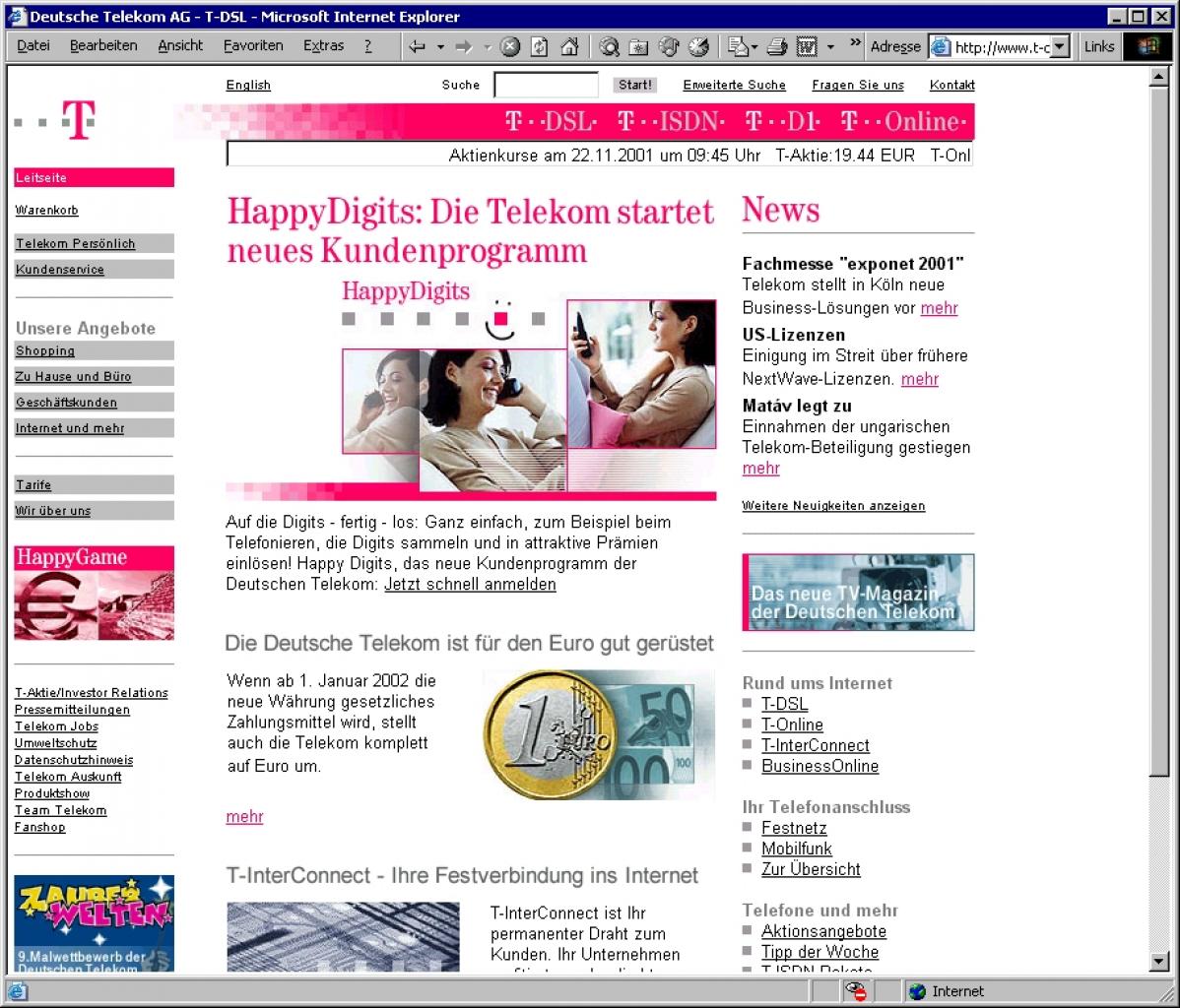 [19/12/2001] Die T-DSL-Website