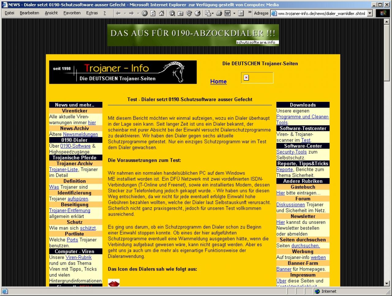 [05/04/2002] Die Webseite Trojanerinfo.de