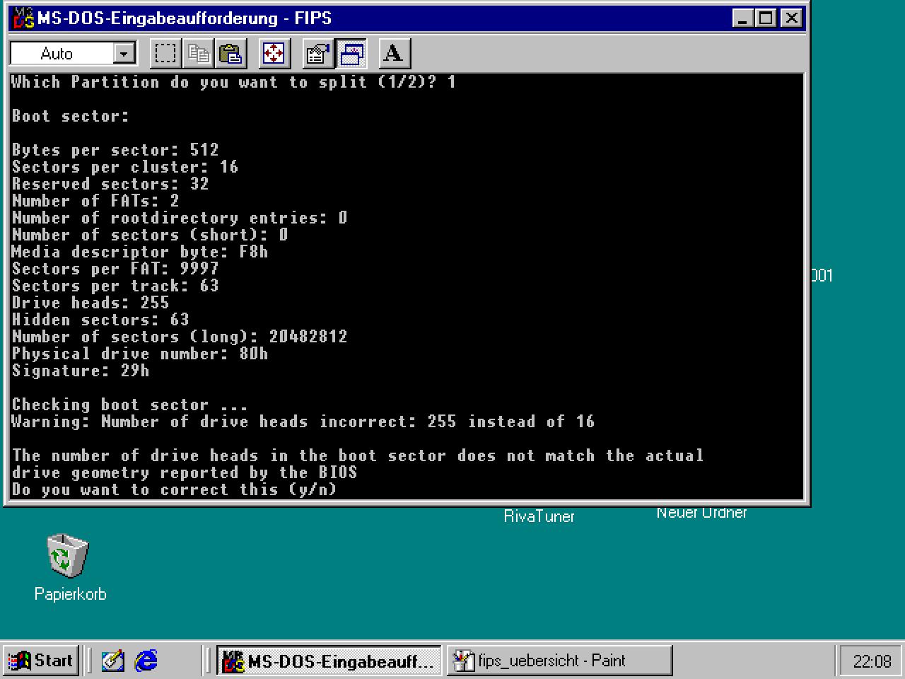 [28/05/2002] Fips: Für Linux gibt es das Partitionierungs-Tool Fips. Damit können Partitionen aufgeteilt und zusammengefügt werden.