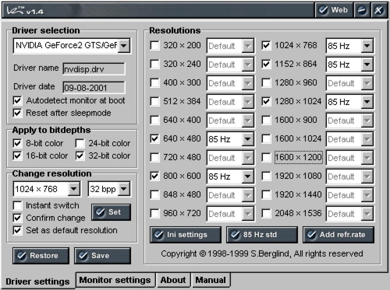 [17/05/2002] Hertz Tool: Mit diesem Programm können Sie mit wenigen Mausklicks Einstellungen für die Bildwiederholfrequenz des Monitors machen.