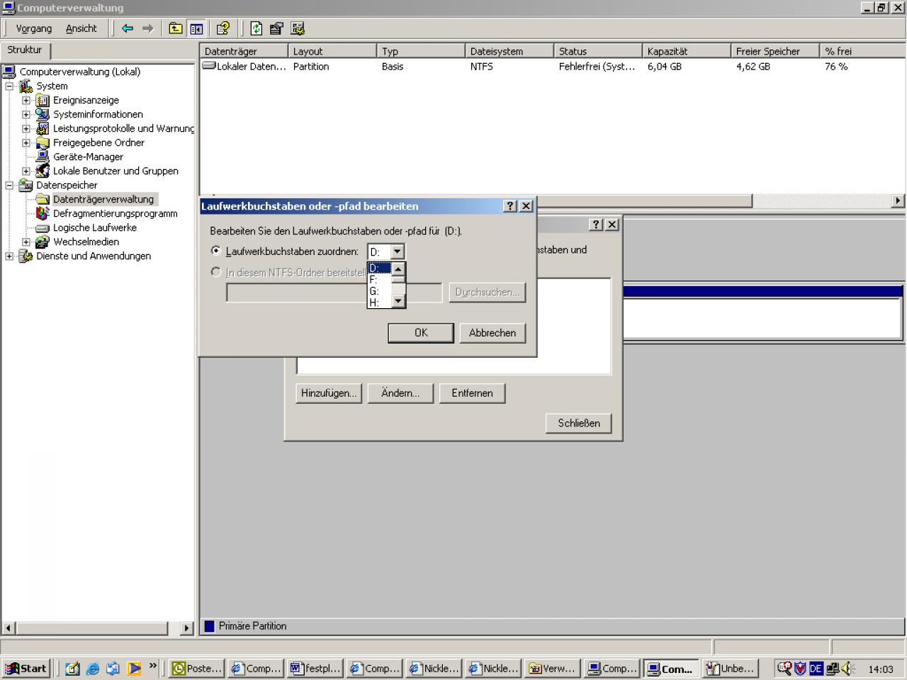 [28/05/2002] HD-Manager: Windows 2000/XP besitzt einen Festplatten-Manager, mit dem sich Laufwerksbuchstaben ändern lassen.