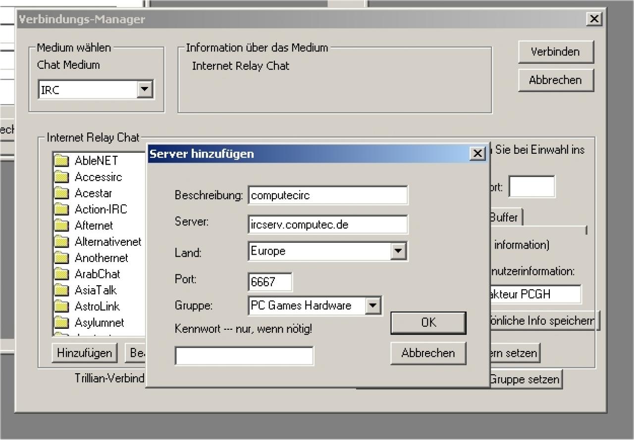 [29/01/2003] IRC einrichten: Damit Sie uns im Server-Dschungel besser finden, legen Sie die Gruppe 