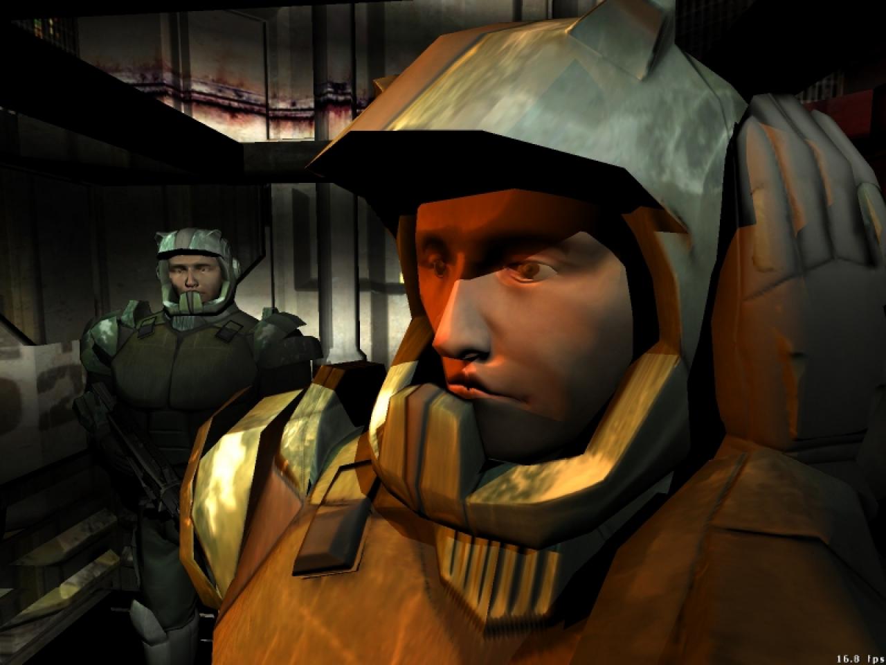 [24/04/2003] Pixel Shader und Vertex Shader 2.0 in Aktion  der 3DMark2003 überrascht mit pixelgenauer und winkelabhängiger Optik im Doom-3-Stil.