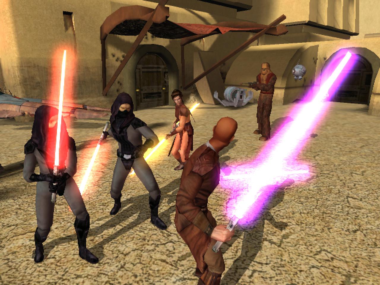 [06/06/2003] 2003: Bioware wechselt das Setting und stülpt Neverwinter Nights die Star-Wars-Lizenz über: Knights of the Old Repulic. Der 92%-Titel erhält mit The Sith Lords von Obsidian einen Nachfolger. Erstmals haben die Entscheidungen um helle oder dunkle Seite der Macht Auswirkungen auf den Spielverlauf.